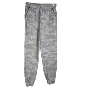 Athleta Girl Warm Up Jogger 14 Heather Gray Camo Drawstring Sweatpant Zip Pocket